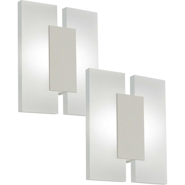 Loops 2 PACK Wall Light Colour Satin Nickel Shade Satined Plastic LED 2x4.5W Included in Metallics - image 1