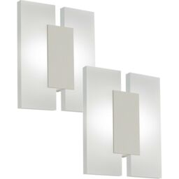 Loops 2 PACK Wall Light Colour Satin Nickel Shade Satined Plastic LED 2x4.5W Included in Metallics