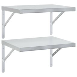 Berkfield Home Wall Shelves 2 pcs 50x40 cm Silver Stainless Steel - thumbnail 2