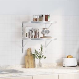 Berkfield Home Wall Shelves 2 pcs 50x40 cm Silver Stainless Steel - thumbnail 3