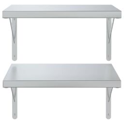 Berkfield Home Wall Shelves 2 pcs 50x40 cm Silver Stainless Steel - thumbnail 5