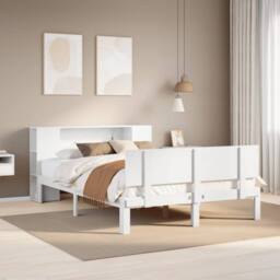 Berkfield Home Decorative Bookcase Bed without Mattress White 140x190cm Solid Wo - Size: 140x190 cm - thumbnail 2