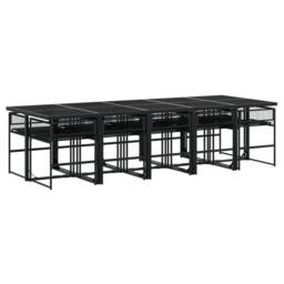 Berkfield Home Beautiful 11 Piece Garden Dining Set Black Poly Rattan - thumbnail 5