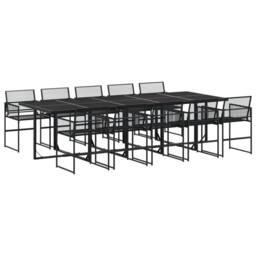 Berkfield Home Beautiful 11 Piece Garden Dining Set Black Poly Rattan - thumbnail 3