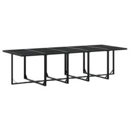 Berkfield Home Beautiful 11 Piece Garden Dining Set Black Poly Rattan - thumbnail 1
