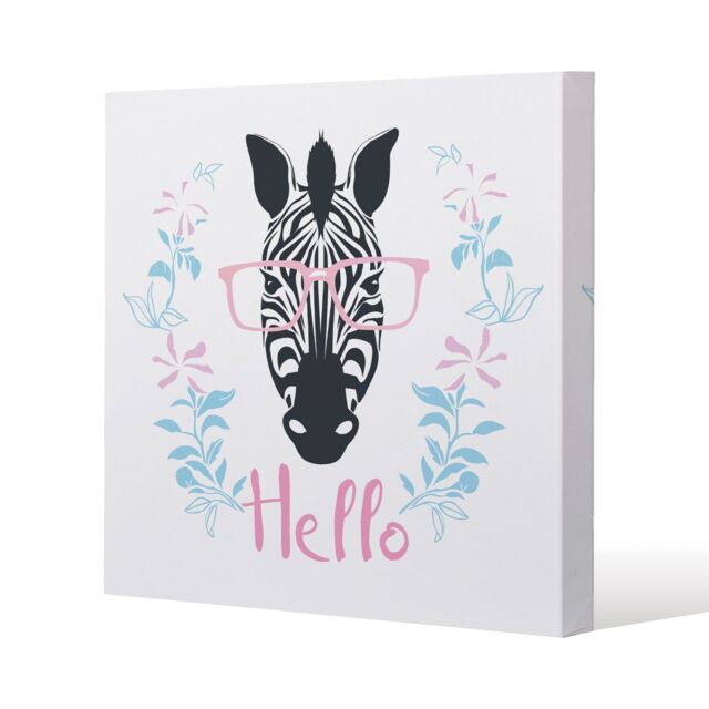 Benjamin Tate Design Hello Zebra (Canvas Print) / 61 x 61 x 4cm in Natural - Size: 61 x 61 x 4 cm - image 1
