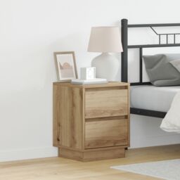 Berkfield Home Bedside Cabinet with LED Lights Artisan Oak 39x34.5x50 cm - thumbnail 1