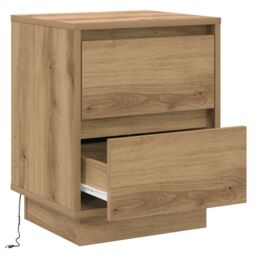 Berkfield Home Bedside Cabinet with LED Lights Artisan Oak 39x34.5x50 cm - thumbnail 5