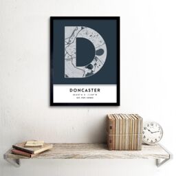 "Wee Blue Coo Wall Art Print Doncaster England United Kingdom City Map Modern Typography Stylish Letter Framed Word in Navy - Size: W12"" x H16""" - thumbnail 2