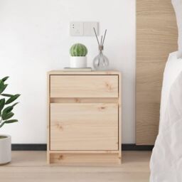 Berkfield Home Bedside Cabinet 40x31x50 cm Solid Pinewood in Brown - Size: 40 x 31 x 50 cm - thumbnail 3