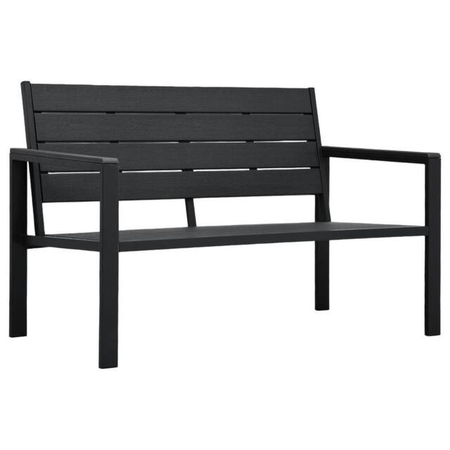 Berkfield Home Garden Bench 120 cm HDPE Black Wood Look - image 1
