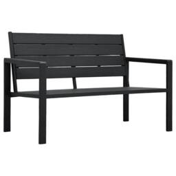 Berkfield Home Garden Bench 120 cm HDPE Black Wood Look - thumbnail 1