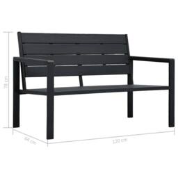 Berkfield Home Garden Bench 120 cm HDPE Black Wood Look - thumbnail 6