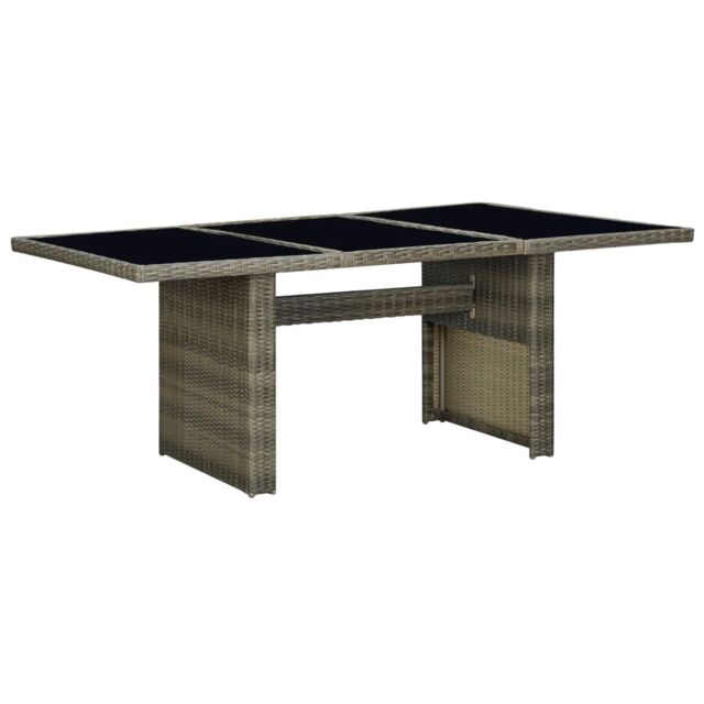 Berkfield Home Garden Table Brown Poly Rattan & Tempered Glass - image 1