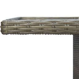 Berkfield Home Garden Table Brown Poly Rattan & Tempered Glass - thumbnail 4