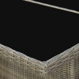 Berkfield Home Garden Table Brown Poly Rattan & Tempered Glass - thumbnail 5