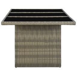 Berkfield Home Garden Table Brown Poly Rattan & Tempered Glass - thumbnail 3