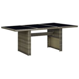 Berkfield Home Garden Table Brown Poly Rattan & Tempered Glass