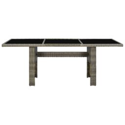 Berkfield Home Garden Table Brown Poly Rattan & Tempered Glass - thumbnail 2