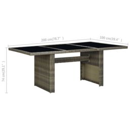 Berkfield Home Garden Table Brown Poly Rattan & Tempered Glass - thumbnail 6