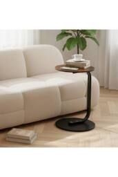H&O Direct Metal Side Table with E1 MDF Tabletop in Walnut - thumbnail 4