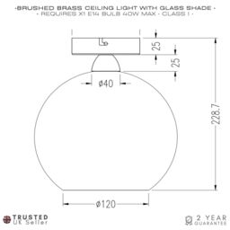 Happy Homewares Designer Chic Ceiling Light with Brushed Base & Glass Shade in Green - thumbnail 6