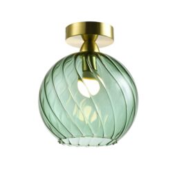 Happy Homewares Designer Chic Ceiling Light with Brushed Base & Glass Shade in Green - thumbnail 1
