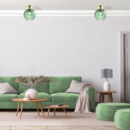 Happy Homewares Designer Chic Ceiling Light with Brushed Base & Glass Shade in Green - thumbnail 5