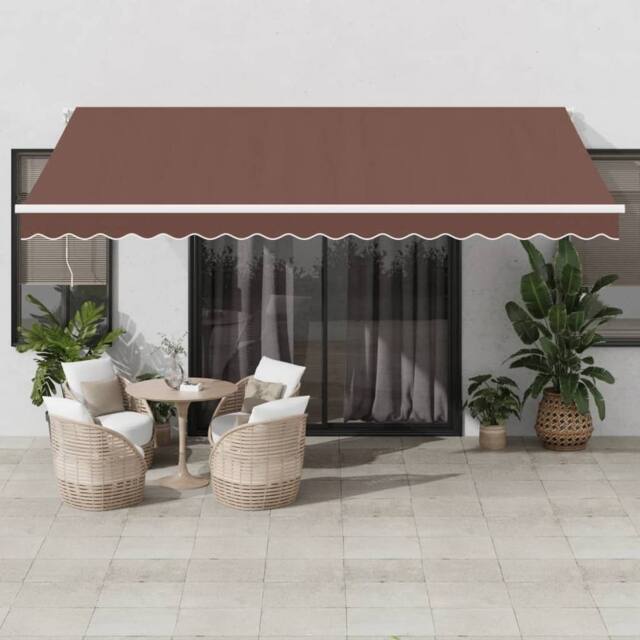 Berkfield Home Manual Retractable Awning with LED Brown 450x300 cm - image 1