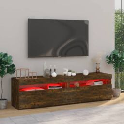 Berkfield Home TV Cabinet with LED Lights 2 pcs Smoked Oak 75x35x40 cm in Brown - Size: 75 x 35 x 40 cm - thumbnail 3