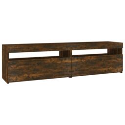 Berkfield Home TV Cabinet with LED Lights 2 pcs Smoked Oak 75x35x40 cm in Brown - Size: 75 x 35 x 40 cm - thumbnail 2