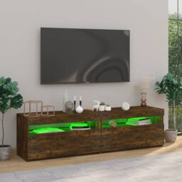 Berkfield Home TV Cabinet with LED Lights 2 pcs Smoked Oak 75x35x40 cm in Brown - Size: 75 x 35 x 40 cm - thumbnail 5