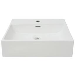 Berkfield Home Basin with Faucet Hole Ceramic White 51.5x38.5x15 cm - thumbnail 3