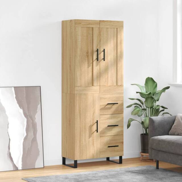 Berkfield Home Highboard Sonoma Oak 69.5x34x180 cm Engineered Wood in Brown - image 1