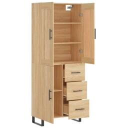 Berkfield Home Highboard Sonoma Oak 69.5x34x180 cm Engineered Wood in Brown - thumbnail 4