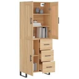 Berkfield Home Highboard Sonoma Oak 69.5x34x180 cm Engineered Wood in Brown - thumbnail 3