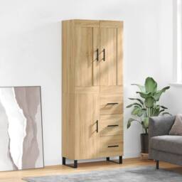 Berkfield Home Highboard Sonoma Oak 69.5x34x180 cm Engineered Wood in Brown - thumbnail 1
