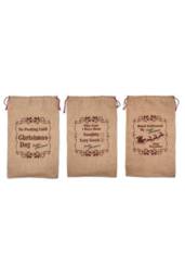 KDMD Hessian Santa Sack Brown Christmas Stocking Assorted Designs - thumbnail 1
