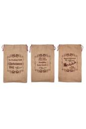 KDMD Hessian Santa Sack Brown Christmas Stocking Assorted Designs - thumbnail 2