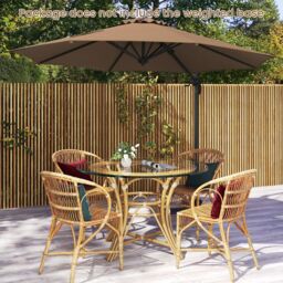 Costway Round Outdoor Patio Umbrella 294 x 248 cm Cantilever Umbrella in Brown - thumbnail 4