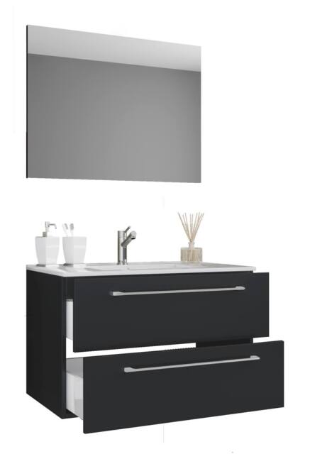 VCM 3 pcs. washroom washbasin Badinos SP in Black - image 1