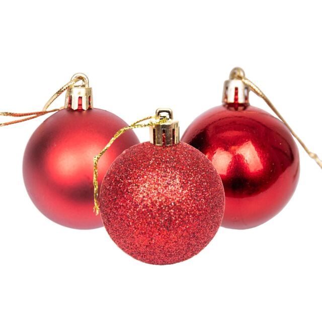 Shatchi Christmas Tree Decorations Baubles dark red 5cm-18pcs set -pvc - image 1