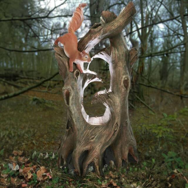 Primrose Squirrel Tree Water Feature Cascade Natural Wood Effect Garden in Stone - image 1