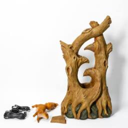 Primrose Squirrel Tree Water Feature Cascade Natural Wood Effect Garden in Stone - thumbnail 2