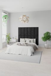 Aspire EasyMount Wall Mounted Upholstered Panels, Modular DIY Headboard in Kimiyo Linen Fabric (Pack of 2) in Grey
