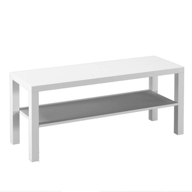 VOGREX White 2 Tier TV Bench Entertainment Media Stand Cabinet - image 1