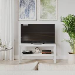 VOGREX White 2 Tier TV Bench Entertainment Media Stand Cabinet - thumbnail 3