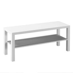 VOGREX White 2 Tier TV Bench Entertainment Media Stand Cabinet - thumbnail 1