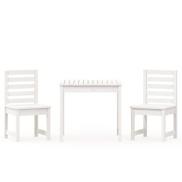 Berkfield Home 3 Piece Garden Bistro Set White Solid Wood Pine - thumbnail 2