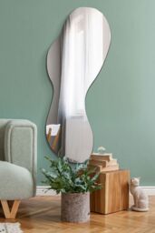 "MirrorOutlet The Lacuna - Frameless Pond Wall Mirror 63"" X 24"" (160CM X 60CM) in Silver - Size: 1 Pack"